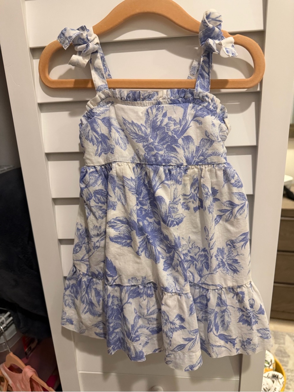 GAP White and Blue Floral Tie-Shoulder Sundress